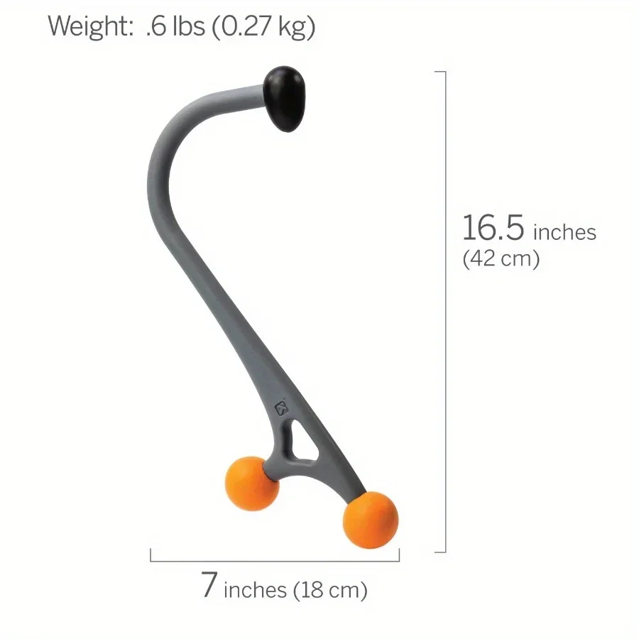Массажная палочка для глубоких тканей, эргономичный дизайн, двойные массажные шарики, компактный размер, серый