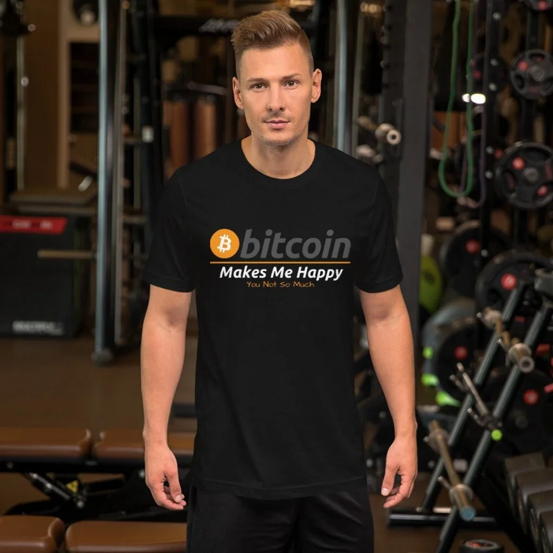 Crypto Makes Me Happy Gift t shirt for Crypto Traders BTC Fan Bitcoin Symbol tee print Graphic