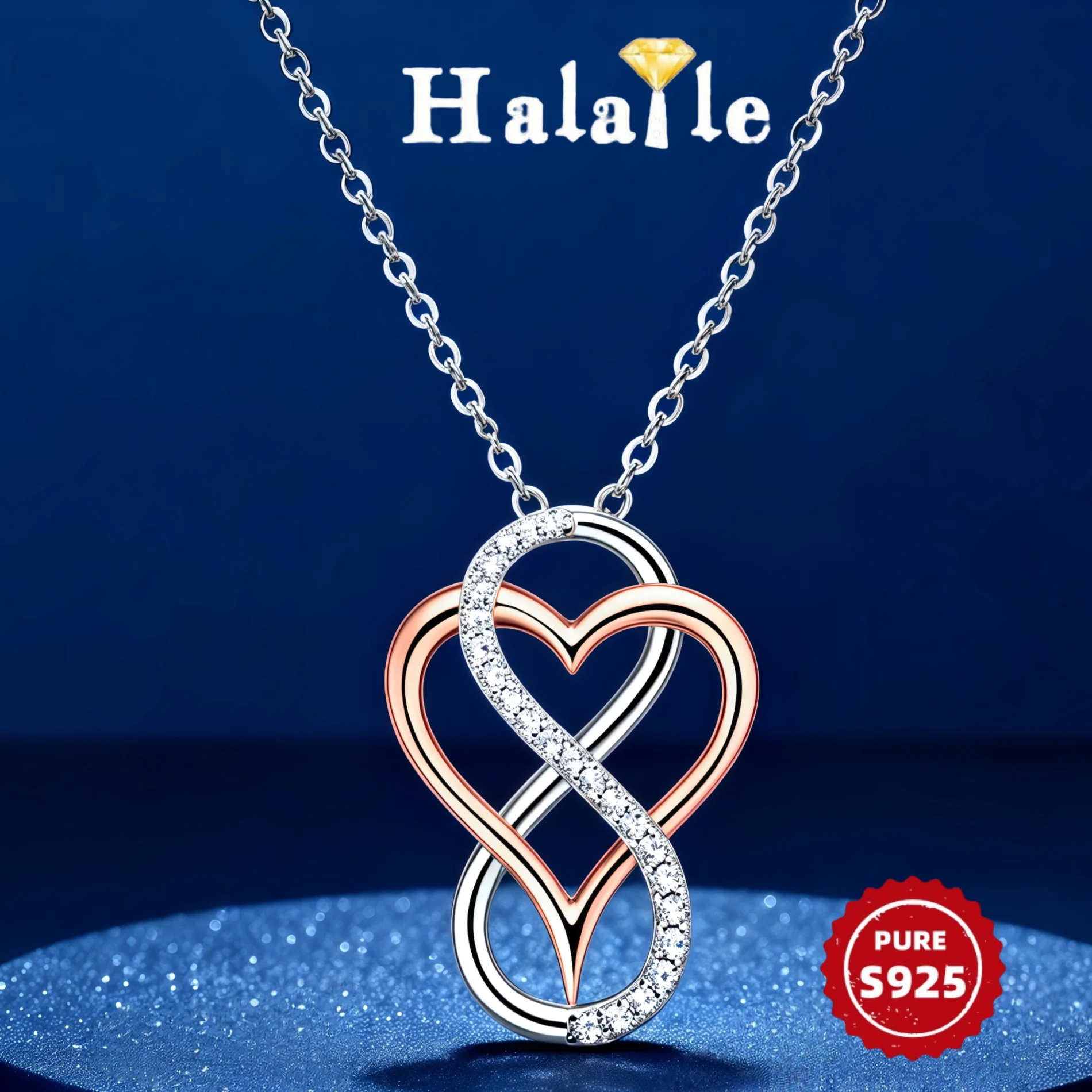 

Halaile S925 Sterling Silver Love Heart Pendant Moissanite Necklace For Women Sparkling Light Luxury Romantic Engagement Gift