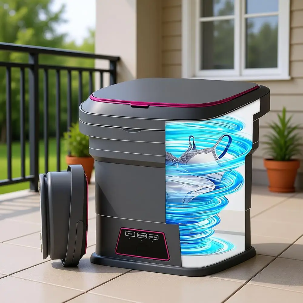 

Мини-стиральная машина на 16 л с 3 режимами, мощная/быстрая стирка, отжим – компактная для путешествий, квартиры, общежития, автофургона – идеальна для небольших загрязнений, U