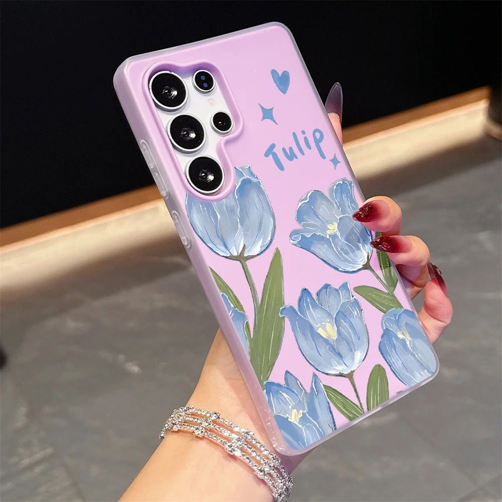 Für Samsung Galaxy S21 S26 S25 S24 S23 S22 Ultra Plus FE Hülle Blaue Tulpenblumen-Cover Für A37 A36 A54 A55 A56 Staubdichte Schutzhülle – Detail 9