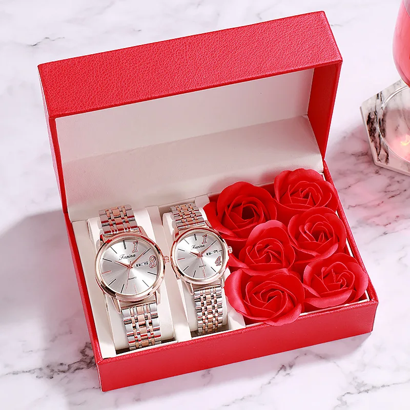 Faisina's New Couple1314Lover's Birth  Fashion Waterproof Quartz Watch Steel Strap Women's Watch