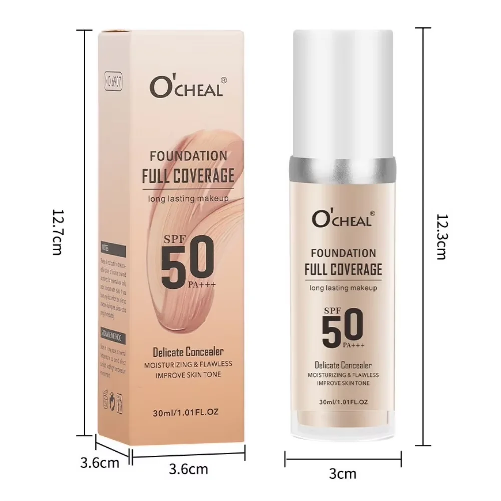 3 Shade Full Coverage Concealer Liquid Foundation makeup high coverage Base makeup cushion Foundation cream Natural Matte