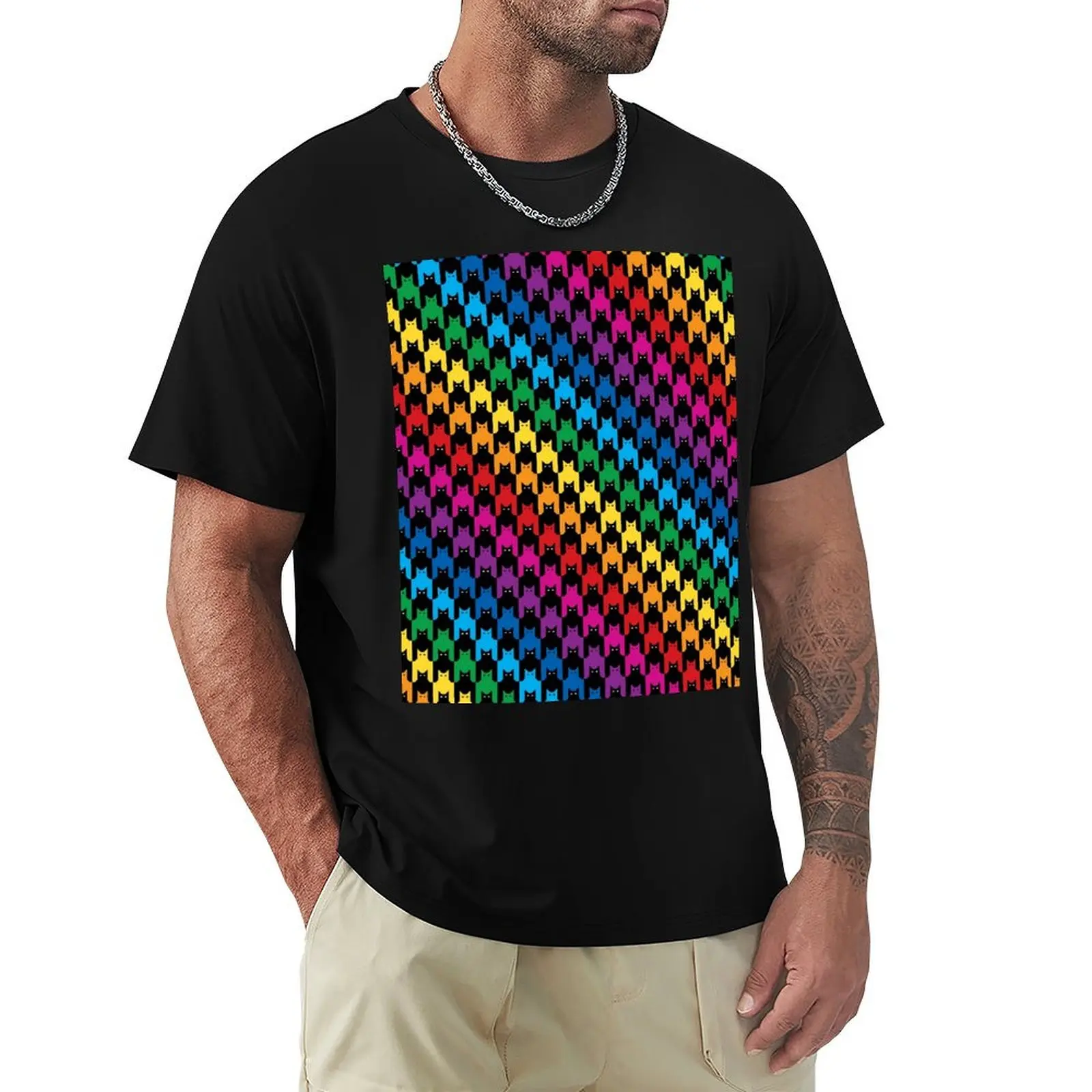 Cats Hounds Tooth Rainbow T-Shirt mens graphic t shirts T-Shirt
