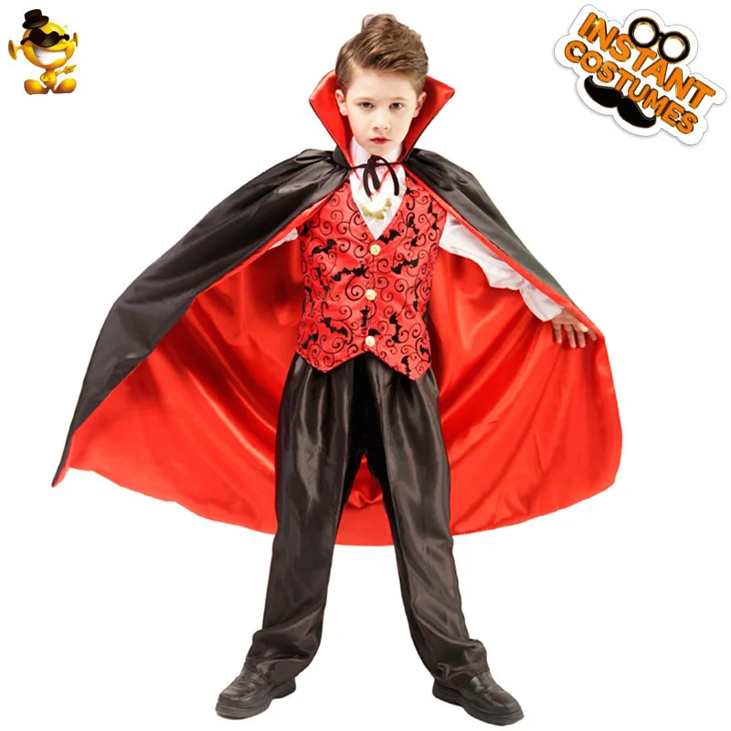 Horror Children's Costumes Cloak Vest Neck Accessory Pants 4pcs Makeup Dance Cosplay Costumes Party Halloween Stage Props
