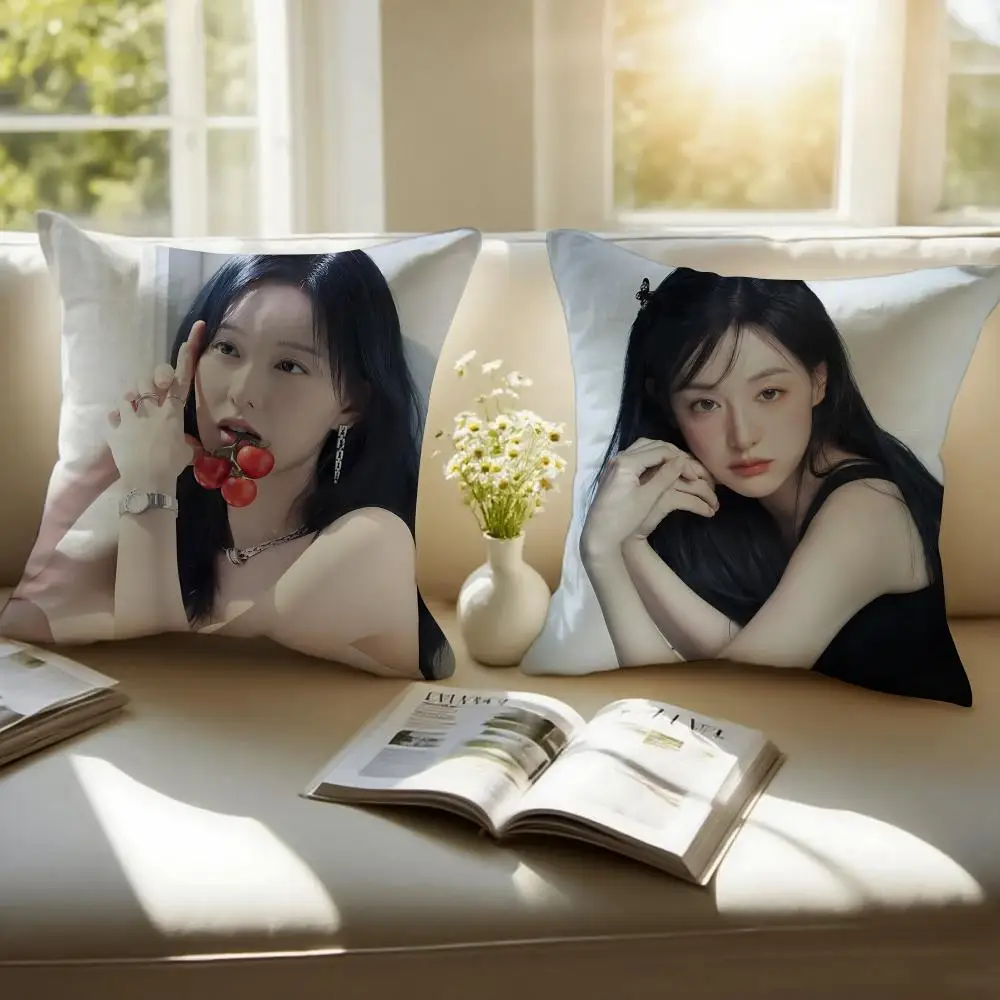 Korean Drama Kim Ji-won Cushion Cover Pillowcase Anti-dustmite Invisible Zipper Short Plush Sofa Cushion