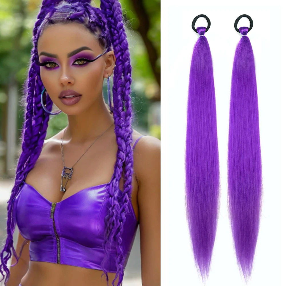 Предварительно-растянутая-синтетическая-коса-для-наращивания-хвоста-с-эластичной-завязкой-прямая-гладкая-обертка-вокруг