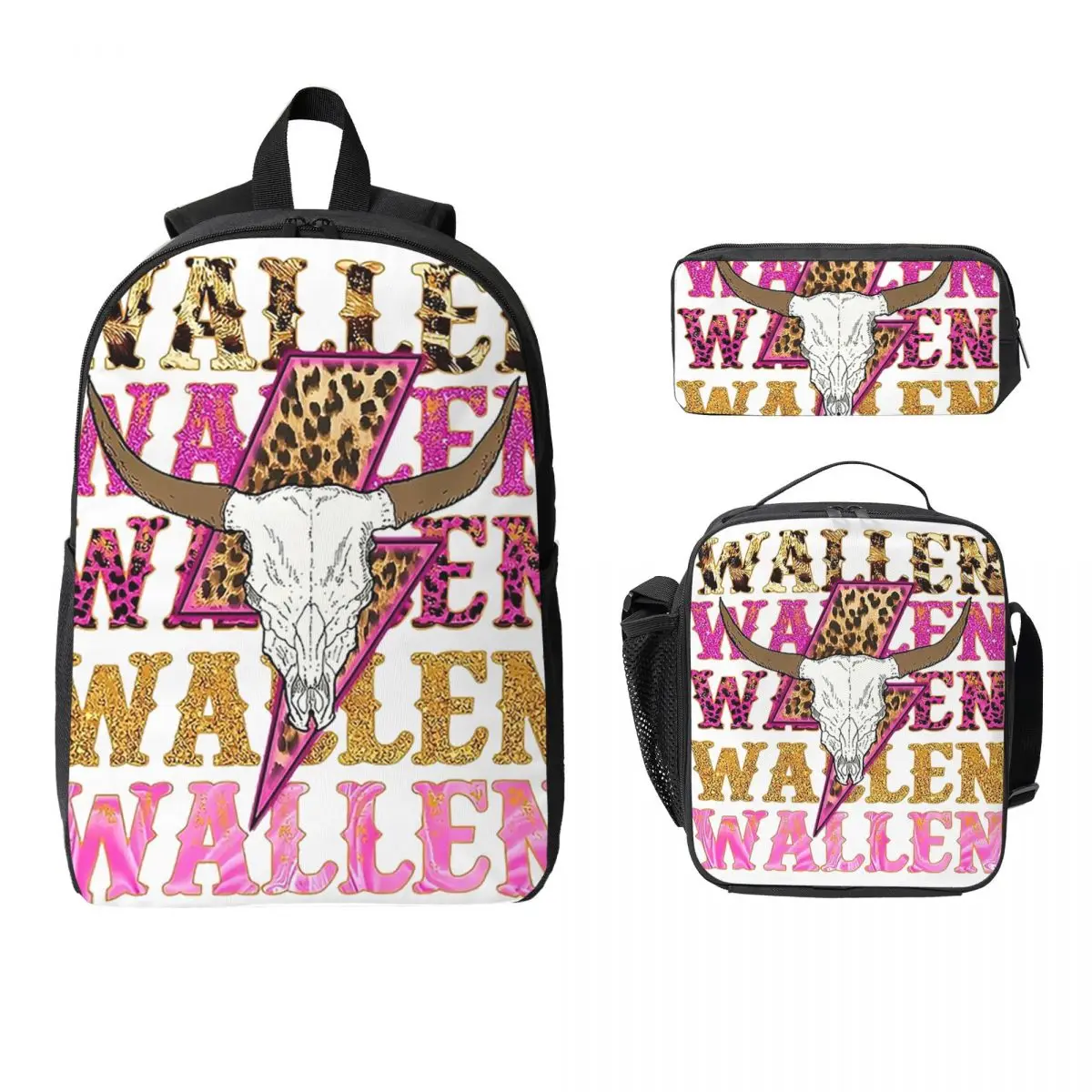 

Morgan Wallen Bull Skull Backpack Student Boy Girl BookBag School Bag Computer Shoulder Bags 3ps Insulated Lunch Bag Pencil Case