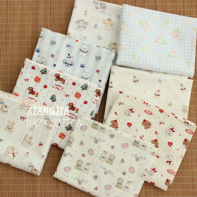 

40 cotton poplin, cute cartoon flower, digital printing, children's clothing fabric.