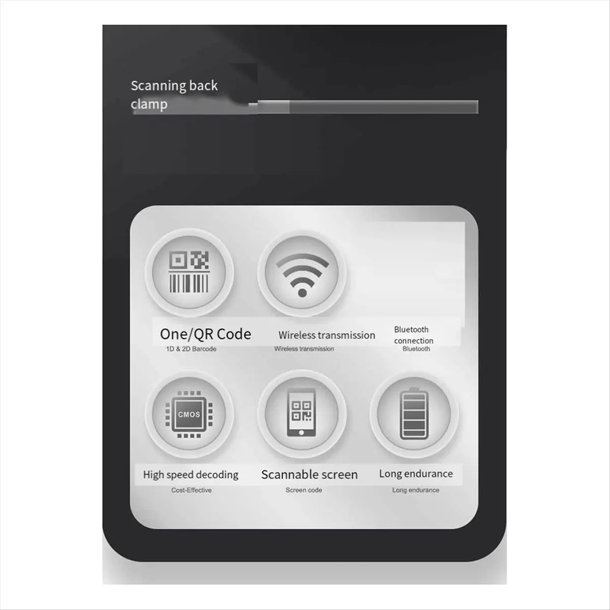 NEW 2D Back Clip Bluetooth Barcode Scanner Phone Work Portable Barcode Reader Data Matrix 1D QR Scanner for Android IOS
