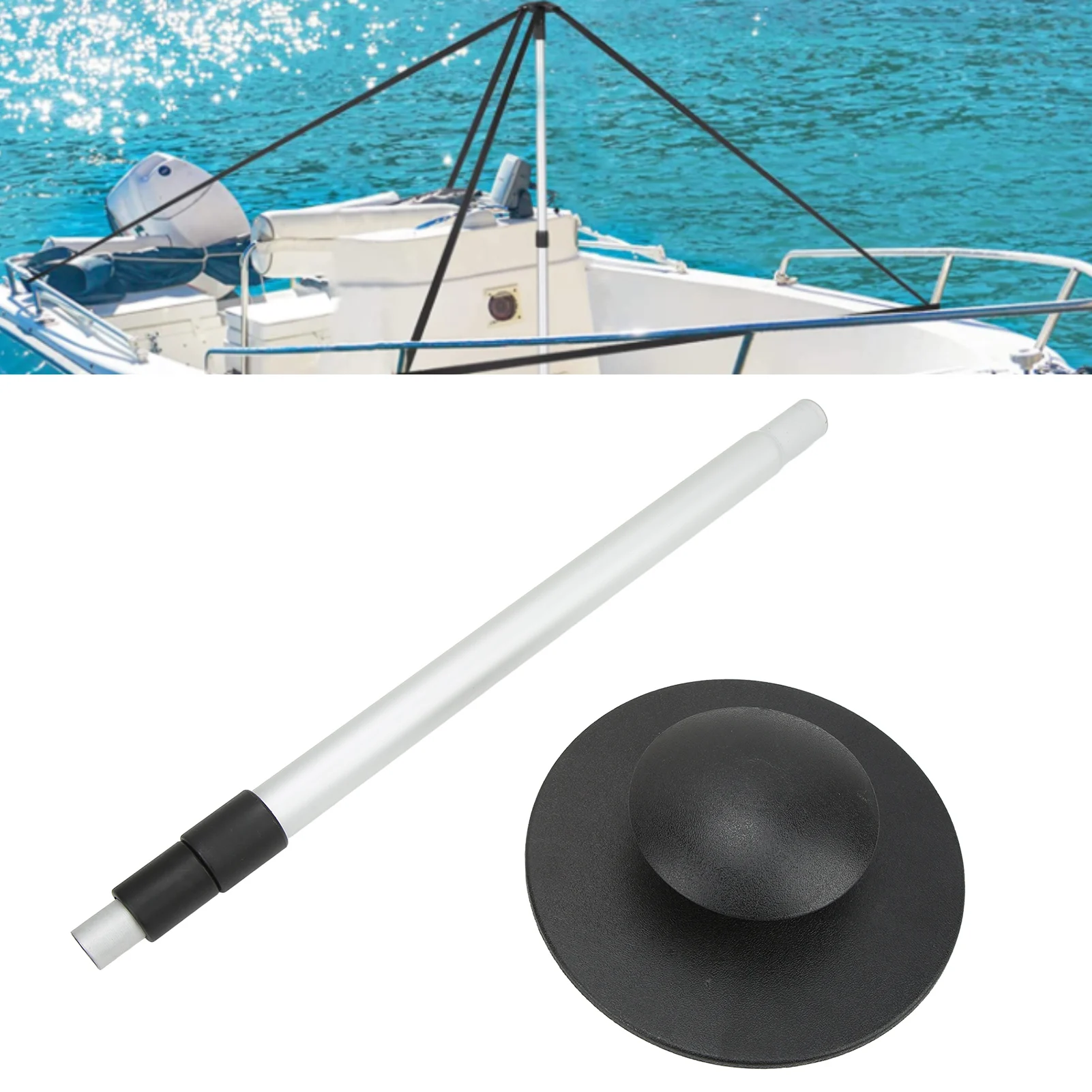 Boat Cover Support Pole 3 Steps 22.5in‑54in Adjustable Aluminium ABS for Yachts Fishing Sailboat Boat Cover Support System