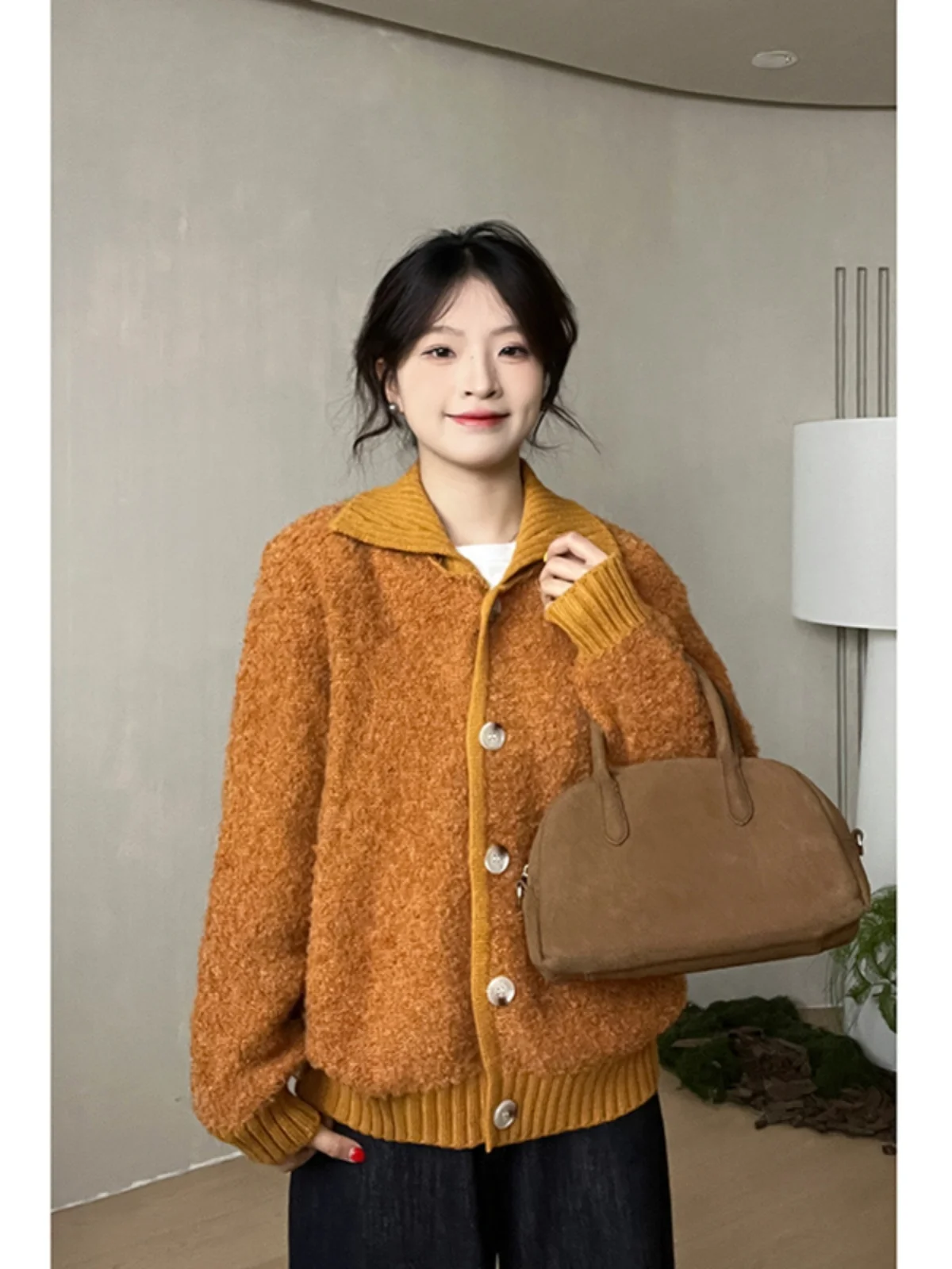 الخريف المرأة الجديدة الكورية نمط فضفاض سترة سترة مزاجه بلون تريكو #2