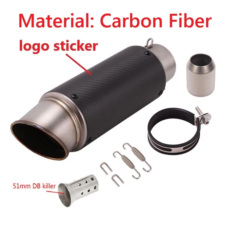 Motorfiets uitlaat inox uitlaat koolstofvezel uitlaat Universele 51/60mm met DB Killer voor z900 R3 R25 MT07 MT09 R1 Z400 Z650