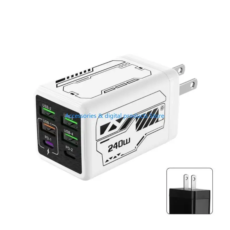 77JD 240W Travel With 6 Outlets Provides Fast billing Your Electronics Lightweighted Charging Dock