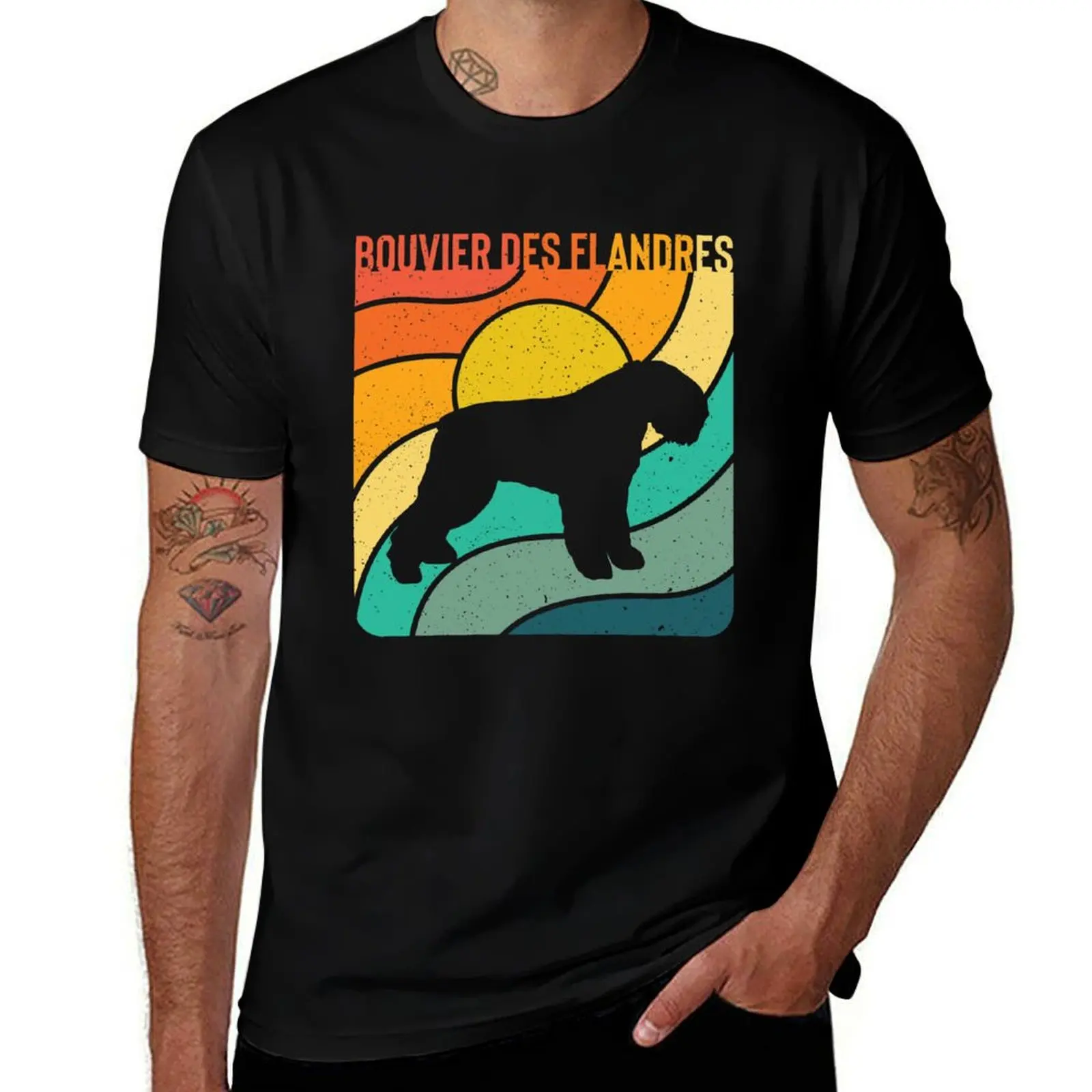 Bouvier Des Flandres Dog Vintage Gift Pet Lover T-Shirt Daily Wear Plain Short Sleeve Shirt T-Shirt