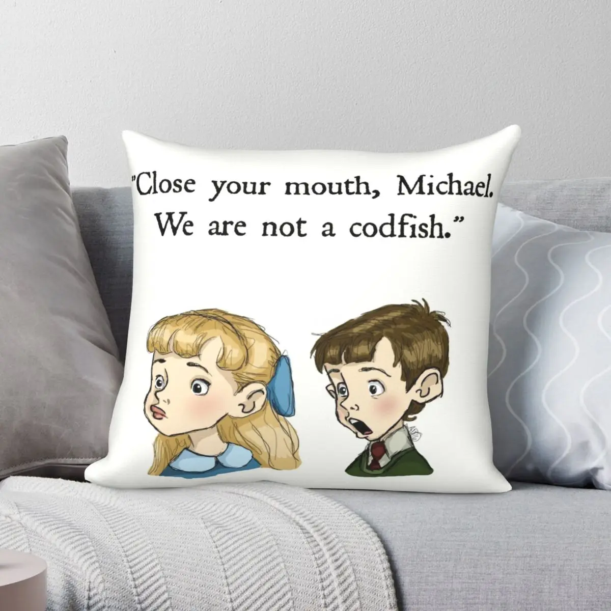 

We Are Not A Codfish Pillowcase Polyester Linen Velvet Printed Zip Decor Car Cushion Cover 18"