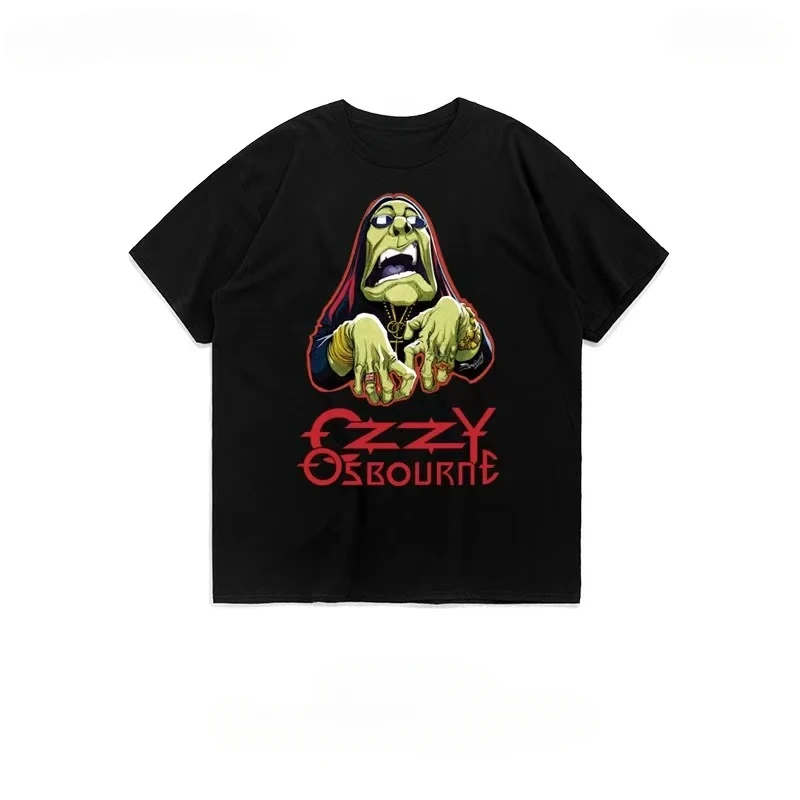 

Rock heavy metal music Ozzy Osbourne Ozzy Osbourne printed short sleeved T-shirt round neck fashion trend Same gender design Top