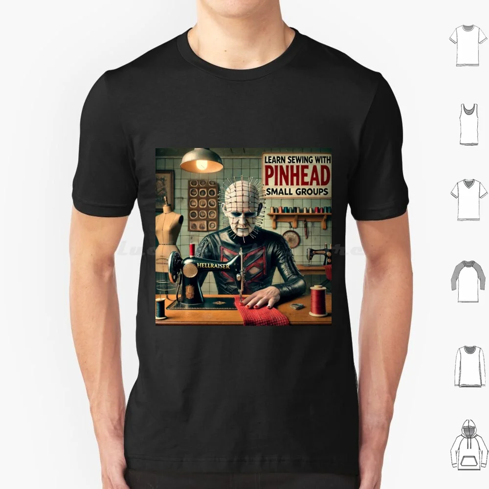 Learn Sewing With Pinhead T Shirt Big Size 100% Cotton Hellraiser Cenobite Pinhead Monster Halloween Terror Science Fiction
