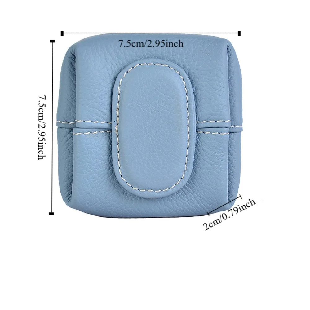 Soft Lychee Pattern Coin Purse Snap Button Multifunctional Mini Cowhide Wallet Lightweight Square Earphone Storage Bag