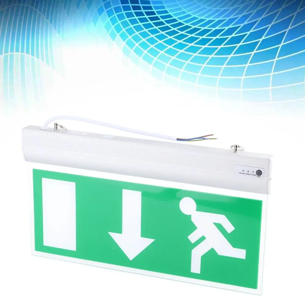 

110-240V Commercial LED Emergency Sign Lamp Green Bulb Safety Evacuation Indicator Light Exit Sign Acrylic Security Light School