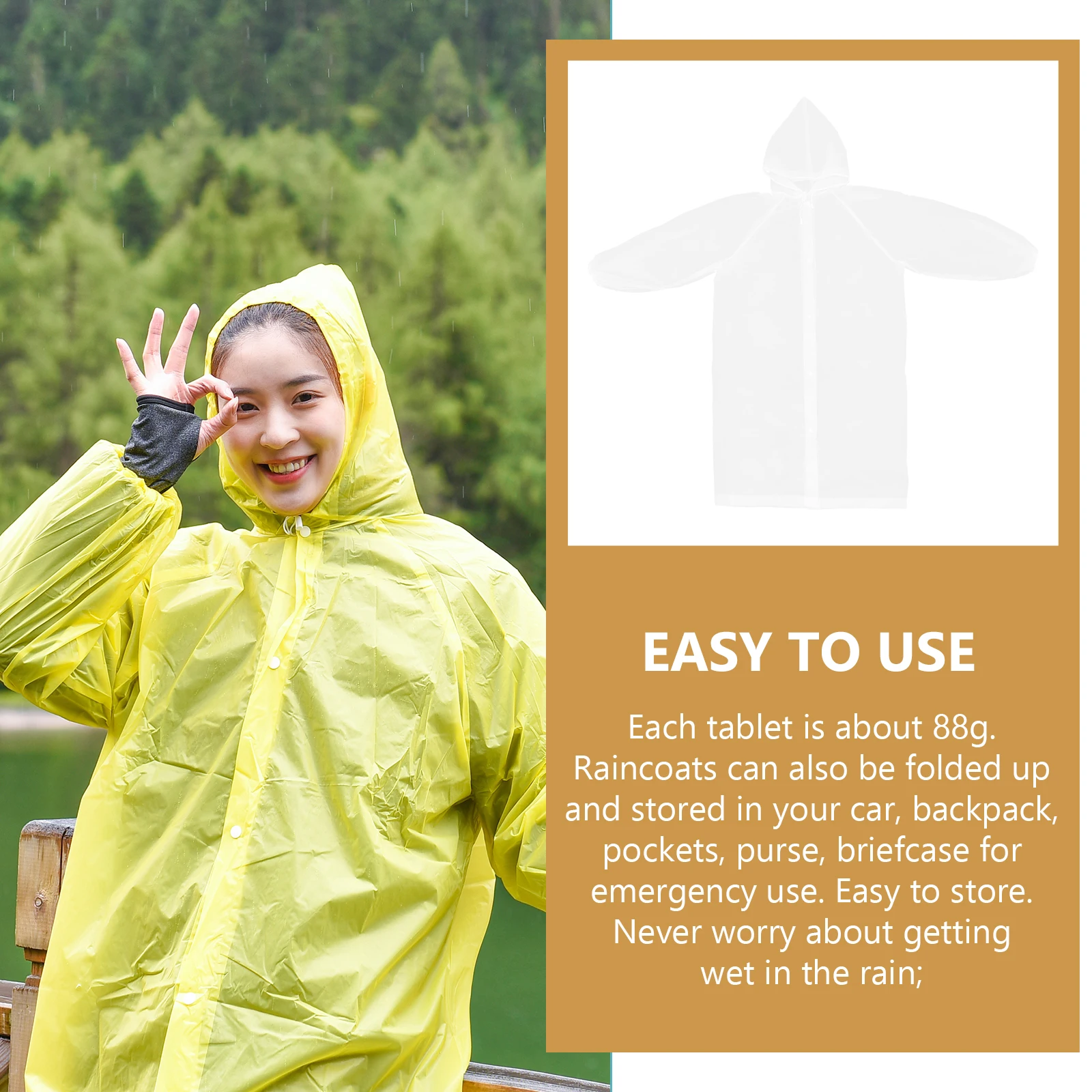 

3Pcs EVA Adult Raincoat Waterproof Hoods Quick Dry Family Travel Package Durable Reusable Outdoor Utility Poncho