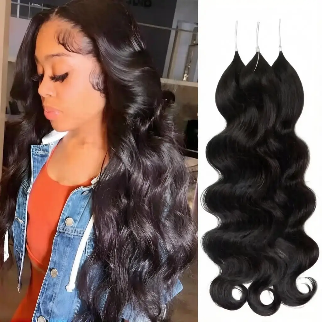 

100% натуральные человеческие волосы для наращивания методом крючковой вязки, волнистые, предварительно разделенные пучки, без узлов, для плетения кос, многоразовые, с длительным сроком службы