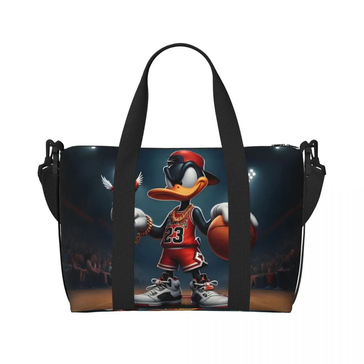 

Custom Daffy Duck Funny Tote Bag Women Big Capacity Anime Cute Cartoon Beach Gym Travel Bags