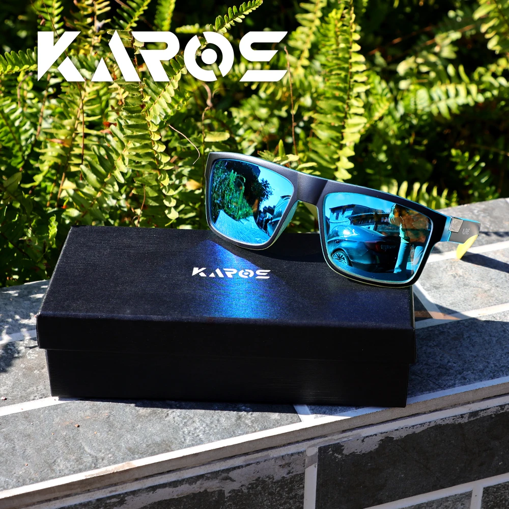 

KAROS Classic Brand Men Square Polarized Fishing Sunglasses Outdoor Driving Cycling Running Goggles Fashion Large Frame UV400