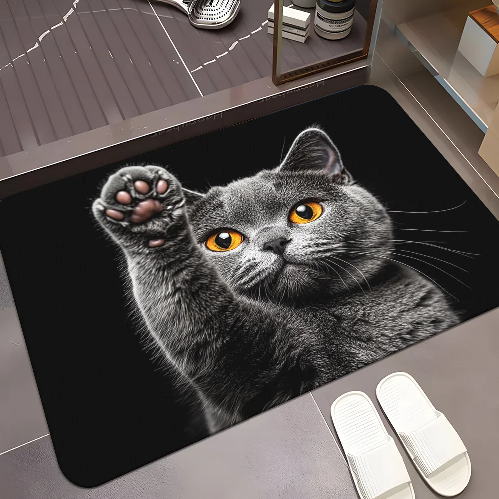 ممسحة مطبوعة على شكل شعر بريطاني - حصيرة بوليستر من الألياف الدقيقة غير قابلة للانزلاق لمدخل غرفة النوم وغرفة المعيشة، هدية مثالية لمحبي الحيوانات الأليفة #2