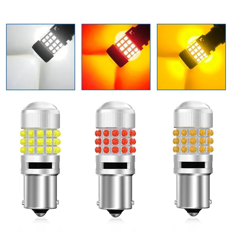 2 PCS S28-42SMD 1156 1157 7443 7440 3157 1156Y for Car LED Bulbs Turn Signal Light 12-36V 42SMD Brake Reverse Parking Lamps