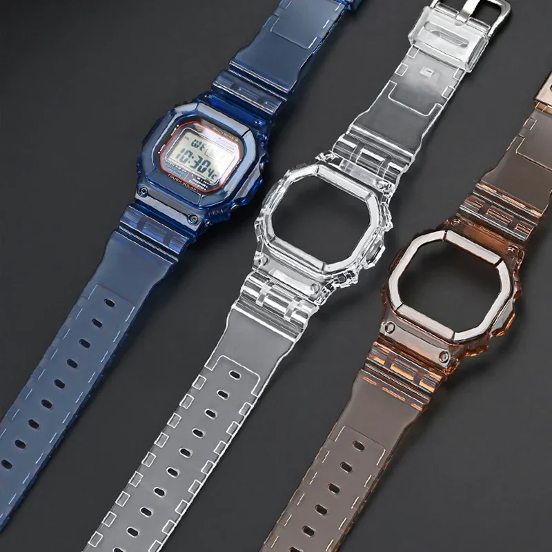 時計保護ケースストラップカシオ G-Shock DW-5600 DW-5000 GW-M5610 GLX-5600 透明ゴムシリコン時計バンドブレスレット