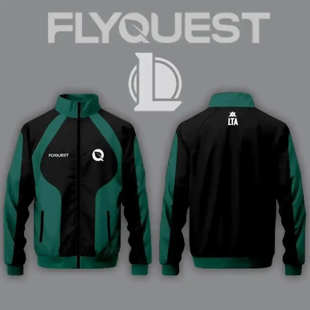 

New FlyQuest Team Uniform League Of Legends Esports Training Thin Jacket Stylish Men's Custom Zippered Stand-Collar Tracksuit
