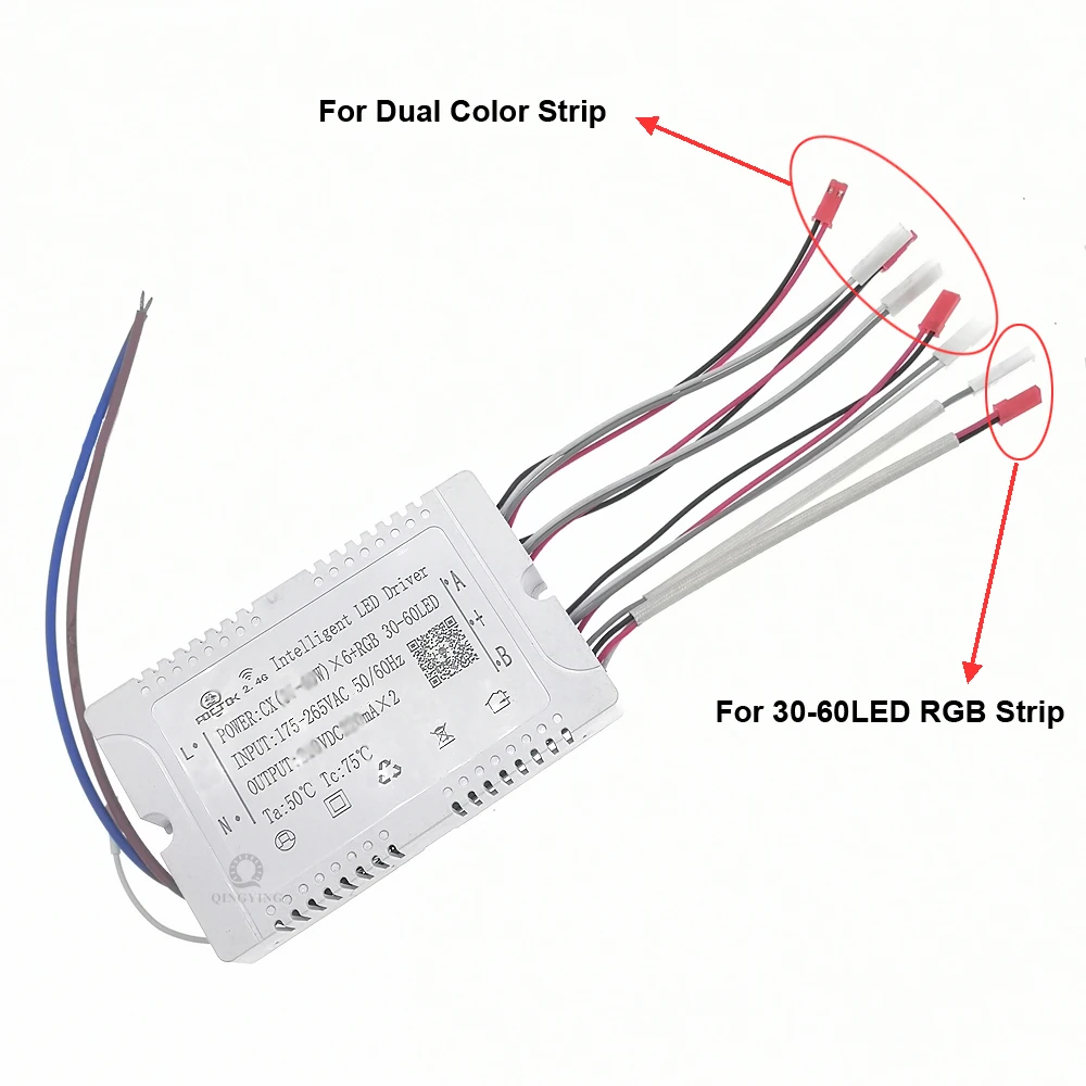 2.4G LED Driver 37-60Wx6 + RGB 30-60LED Remote APP Control Intelligent Dimming&Color-Changeable For Repair Replace Chandelier