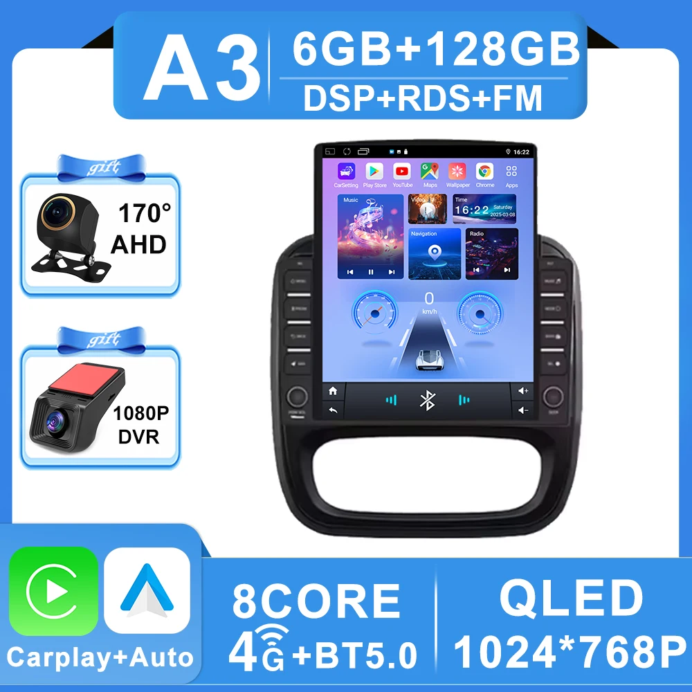 9.7 inch Auto Android Voor Renault Trafic 3 14-21 Voor Opel Vivaro B2 din Carplay GPS Navigatie intelligente Systeem Touchscreen