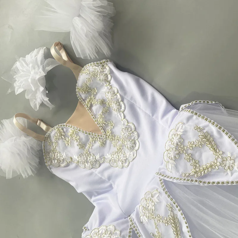 Vestito da balletto bianco ragazze Tutu gonna di balletto abito lungo da Ballerina per bambini Performance gonne di danza del ventre da donna