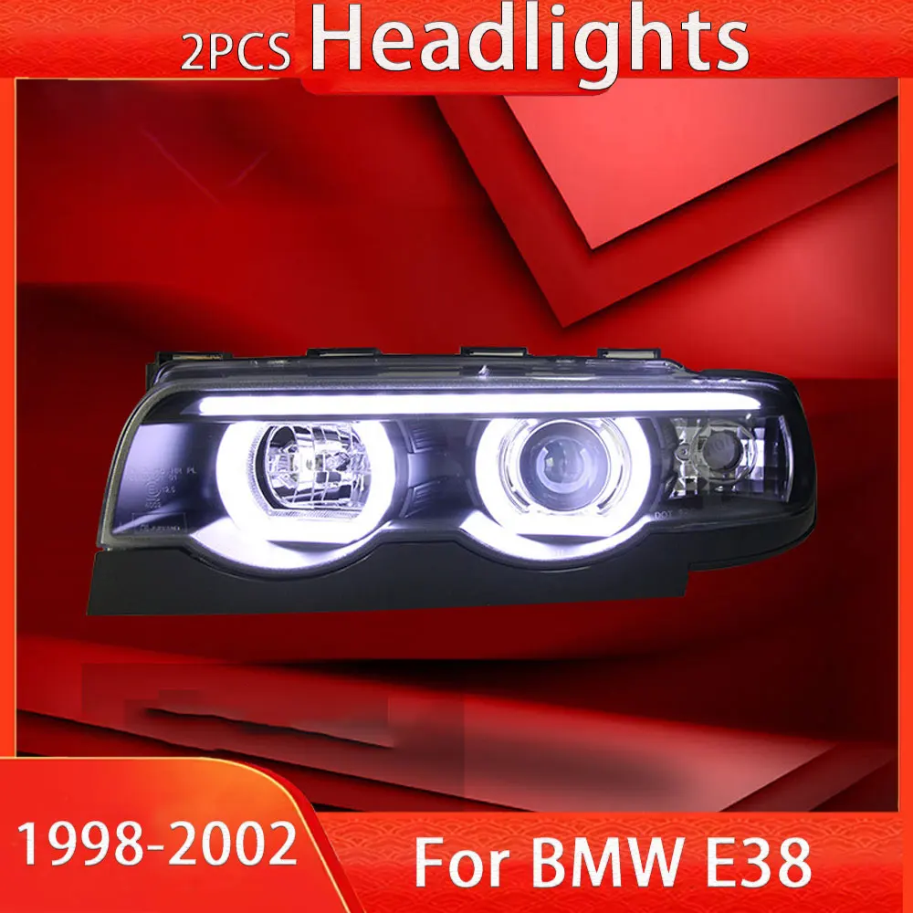 Car styling For BMW 7 Series LED Headlight E38 1998-2002 Headlights DRL Turn Signal High Beam Angel Eye Projector