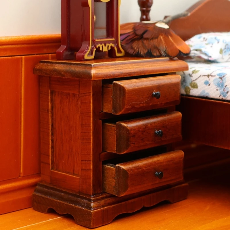 Gabinete miniatura com 3 gavetas funcionais Modelo Feliz para coletores casas bonecas e entusiastas do