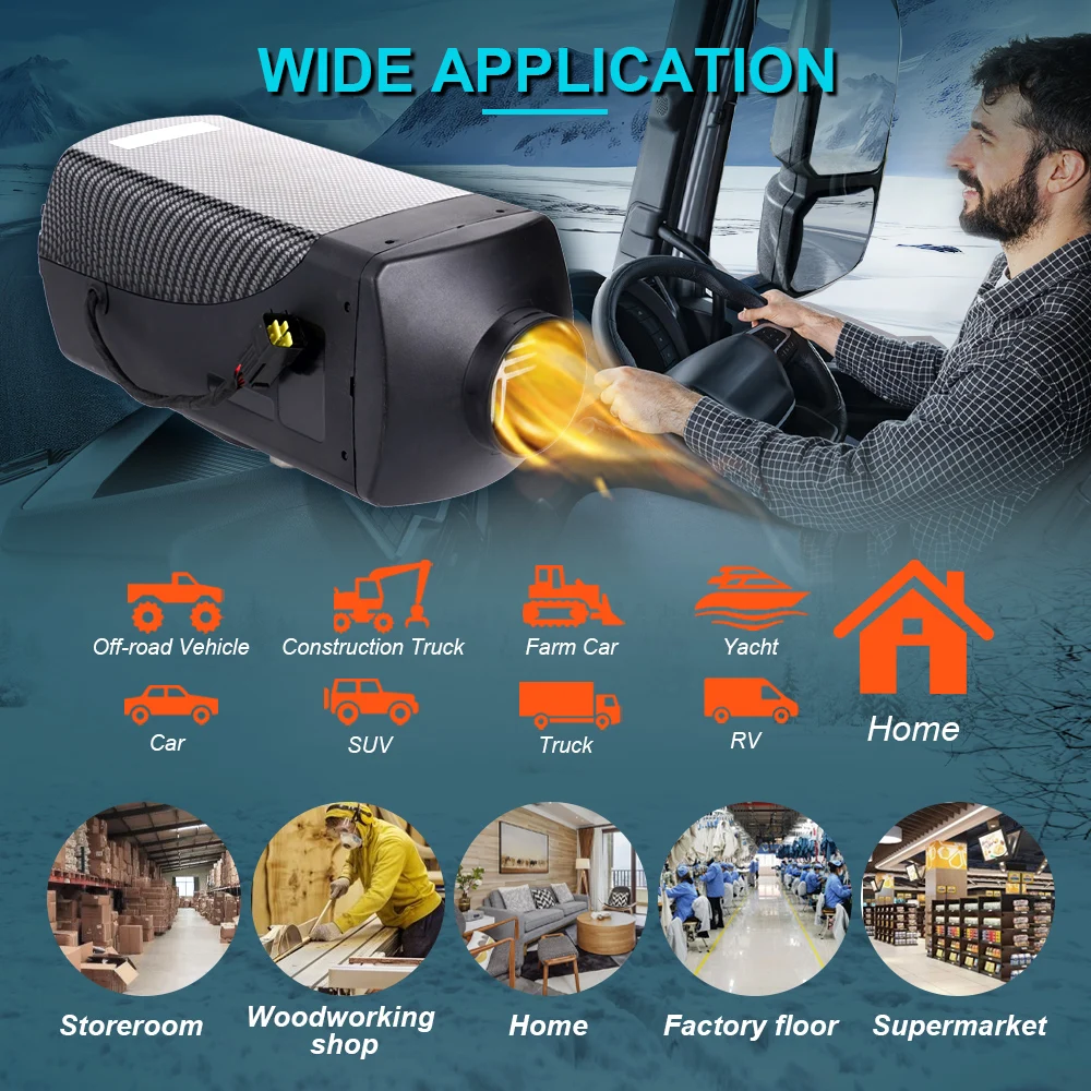 2/5/8KW Dieselverwarmer Bluetooth-app en afstandsbediening met automatische hoogteverstelling 12V & 24V luchtverwarmer voor RV Trailer Camper