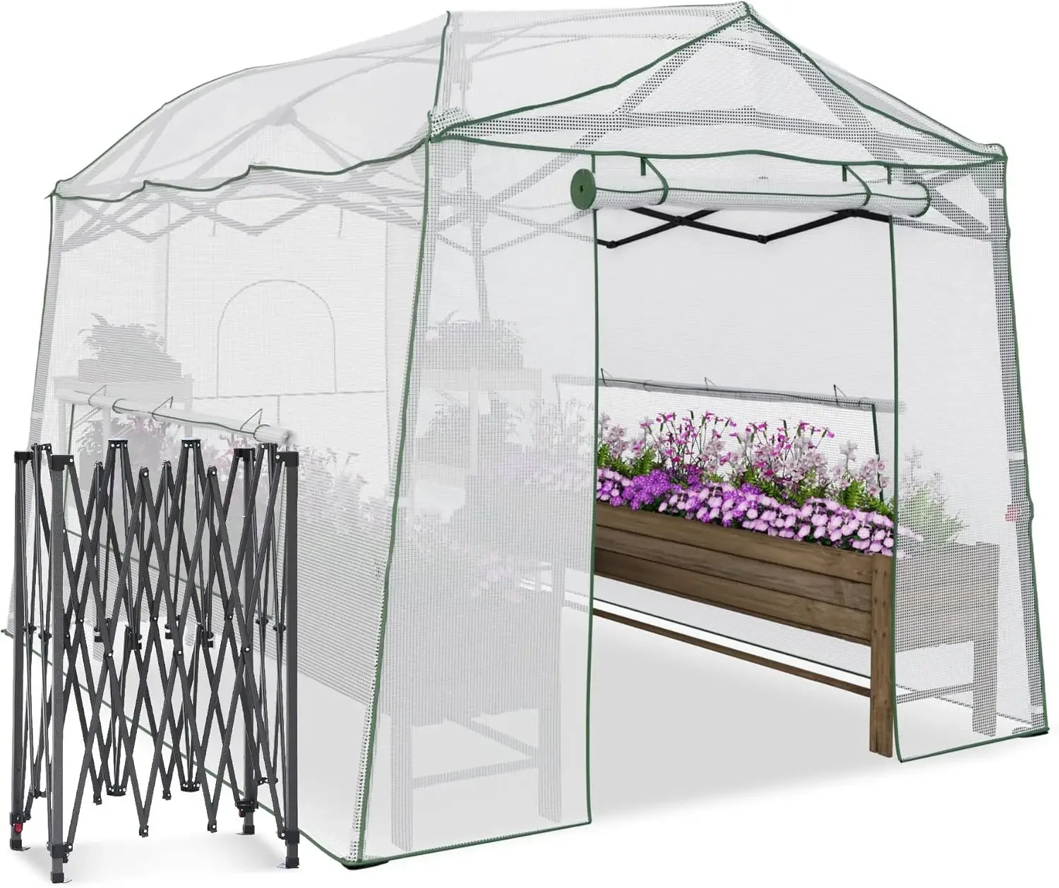 11 x 8.5 x 8 FT Walk-in Greenhouse, Portable Pop-up Greenhouse for Indoor Outdoor, Plant Garden Green House with Zippered Doors