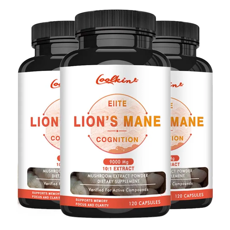 

Natural Lion's Mane Mushroom Capsules Brain Nervous System Health and Memory Supplements Immunity Sleep Energy Mood Support