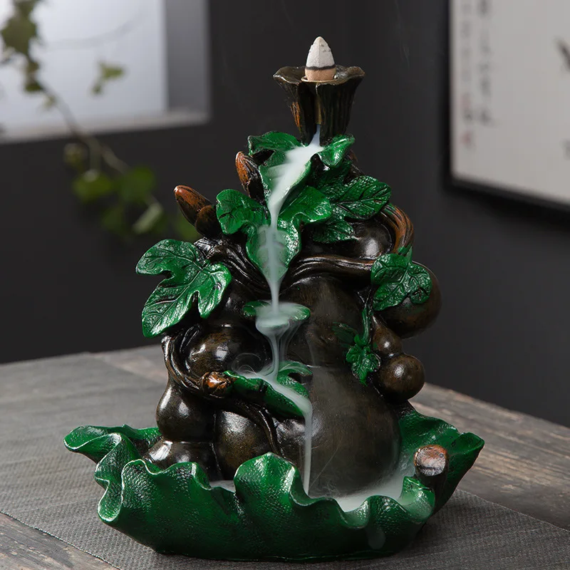 With 20Cones Mini Rockery Home Decoration Incense Holder Resin Censer Backflow Cones