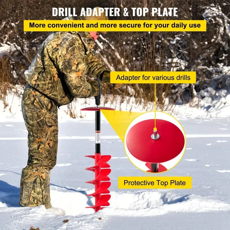 6 Inch Nylon Ice Drill with 39 Inch Long Ice Bit and 11.8 Inch Extension Rod Fishing Tools and Accessories