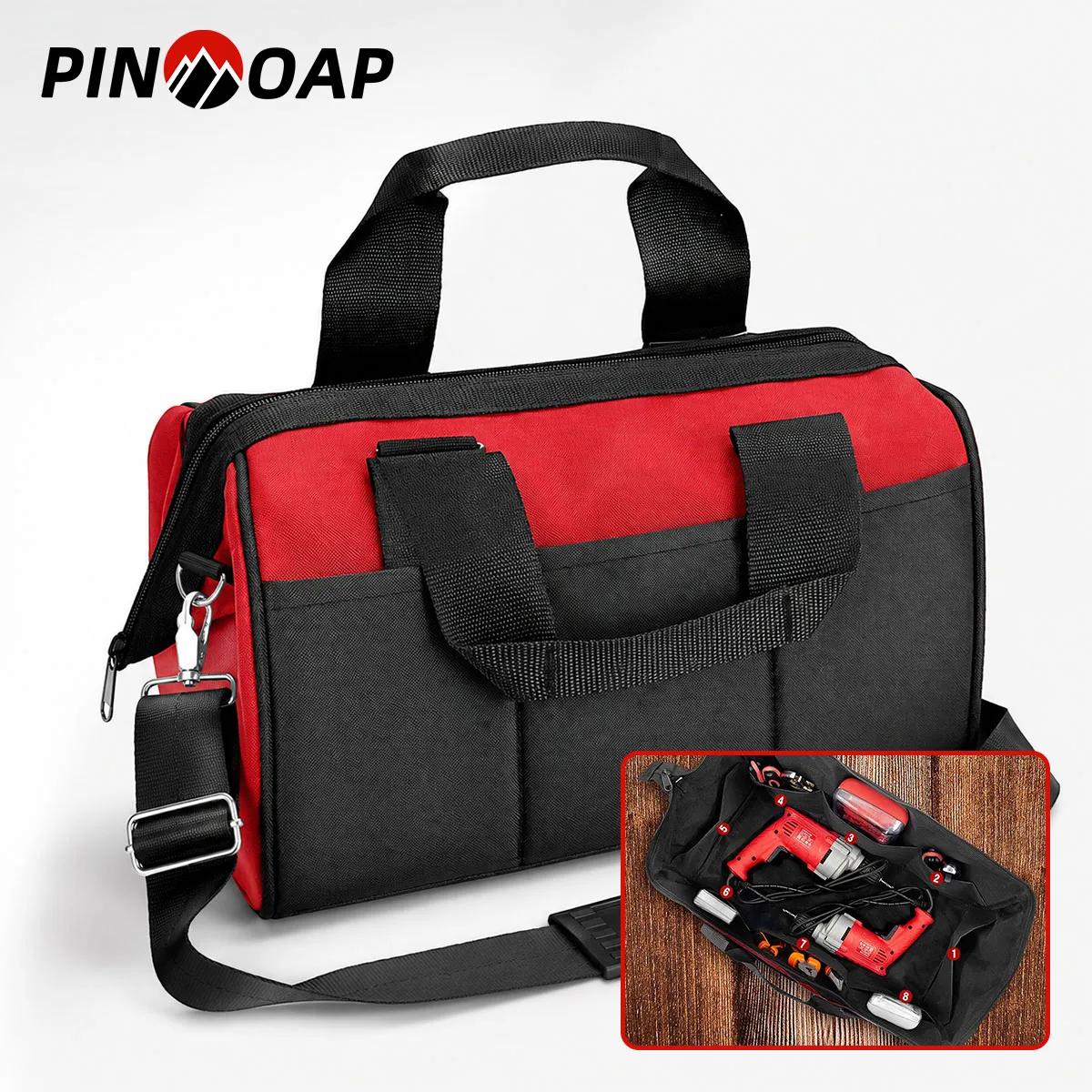PINMOAP 1P Electrician Tool Bag Portable Multi Pocket Electrical Tool Organizer Pouch For Screwdriver Pliers Wire Cutter Storage