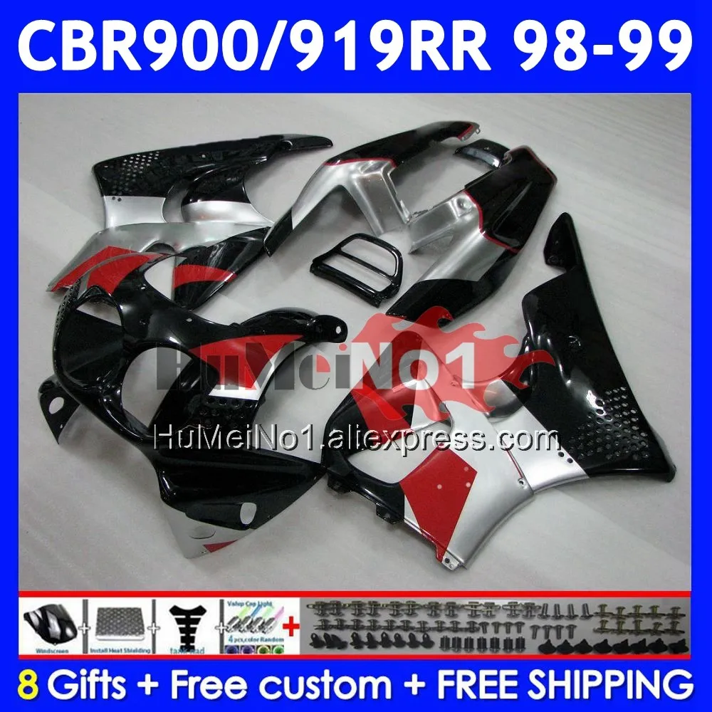 Body For HONDA CBR900RR CBR919RR 56No.18 CBR 919RR CBR900 RR CBR 919 RR CC 900RR 1998 1999 CBR919 RR 98 Silvery red 99 Fairing