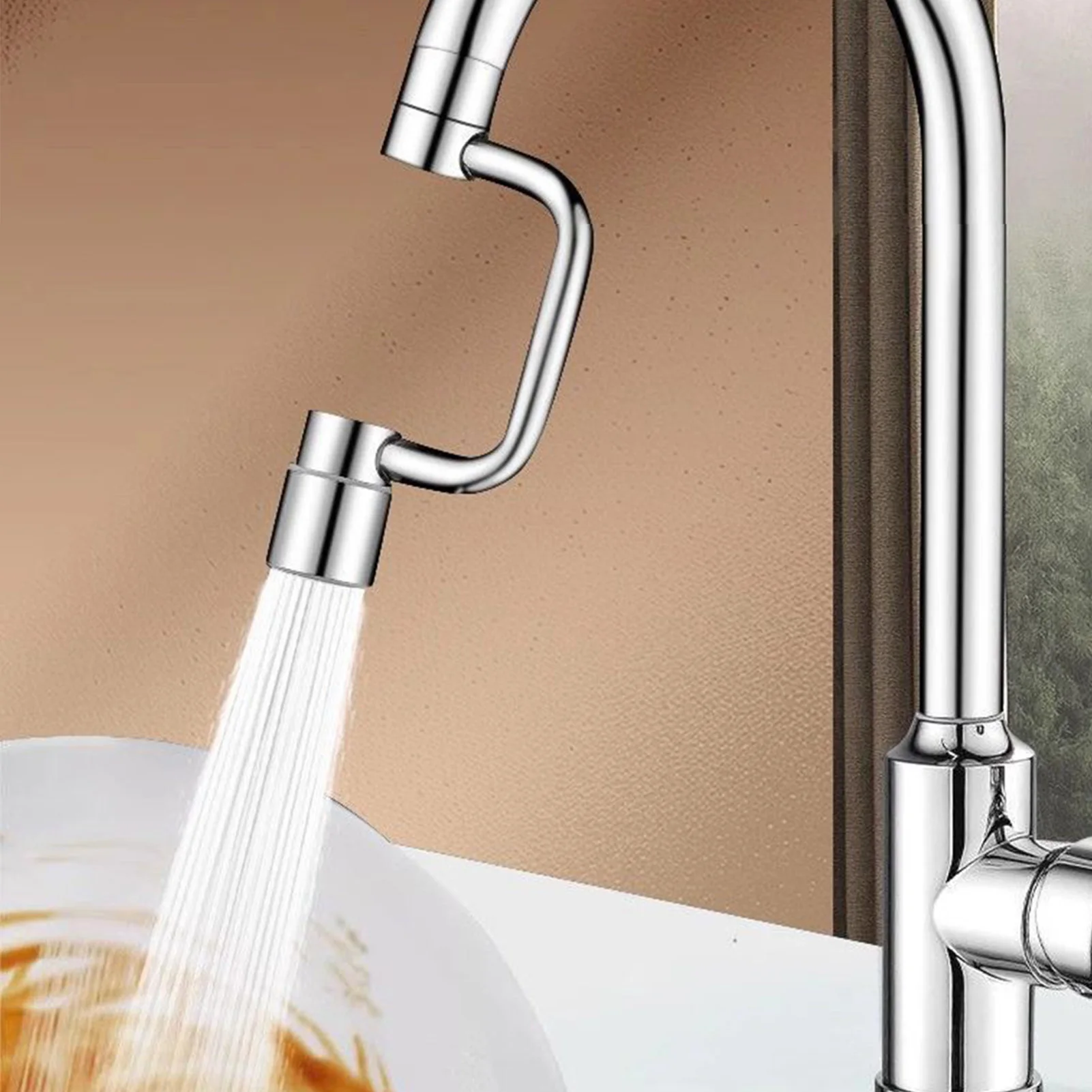 Rotating Faucet Extender 360 Degree Swivel Spout with Aerator for Bathroom Sink Kitchen Flexible Water Tap