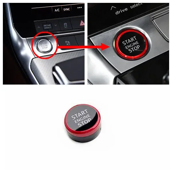 

WXZOS Red Start Stop Switch Push Button Cover for Audi 2019-2022 A6 allroad RS6 Avant
