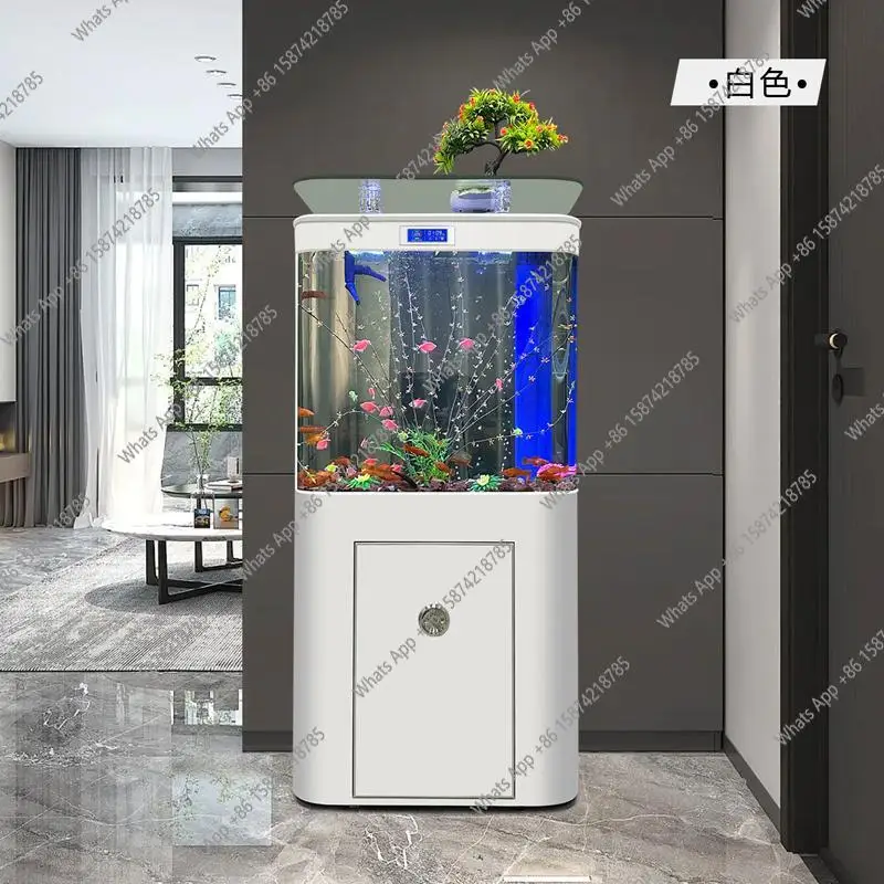 

New vertical small glass fish tank living room ecological bottom filter household integrated goldfish tank