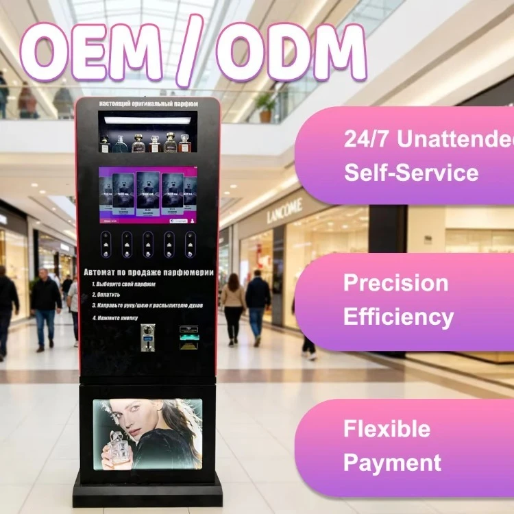 Freestanding Smart Perfume Vending Machine 22 Inch Touch Screen 6 Fragrance Self Service Cologne Dispenser for Mall Airport