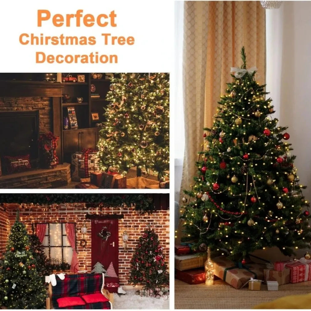 LED Ring Christmas Tree Lights Hanging Waterfall String Lights Easy Install Xmas Tree Top Decoration for Home