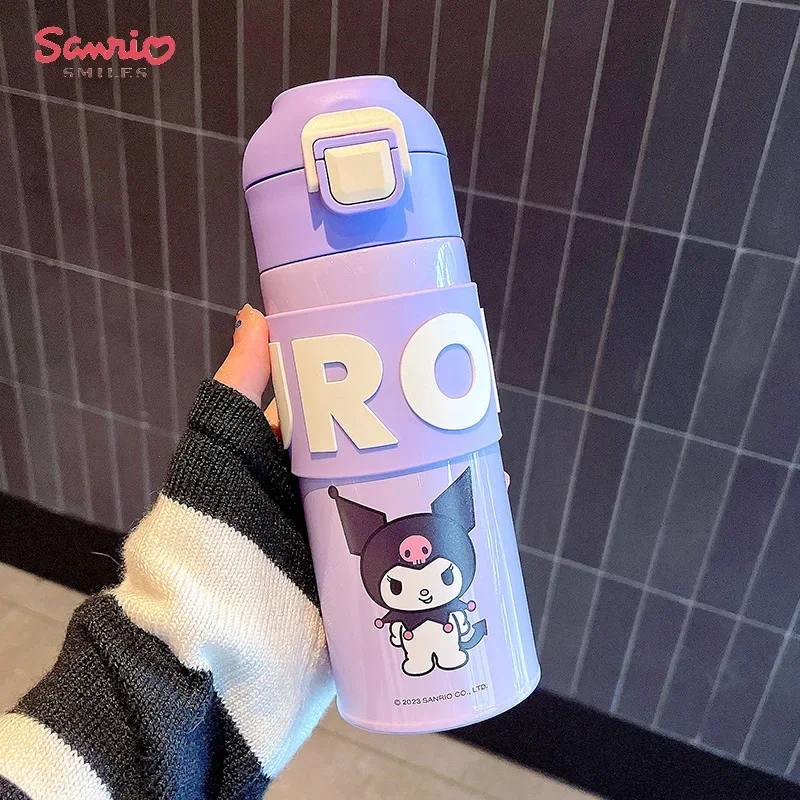 Sanrio Cinnamoroll Kuromi Thermos Water Bottle Kawaii Anime My Melody Student Kid Portable Vacuum Water Bottle Thermal Water Cup